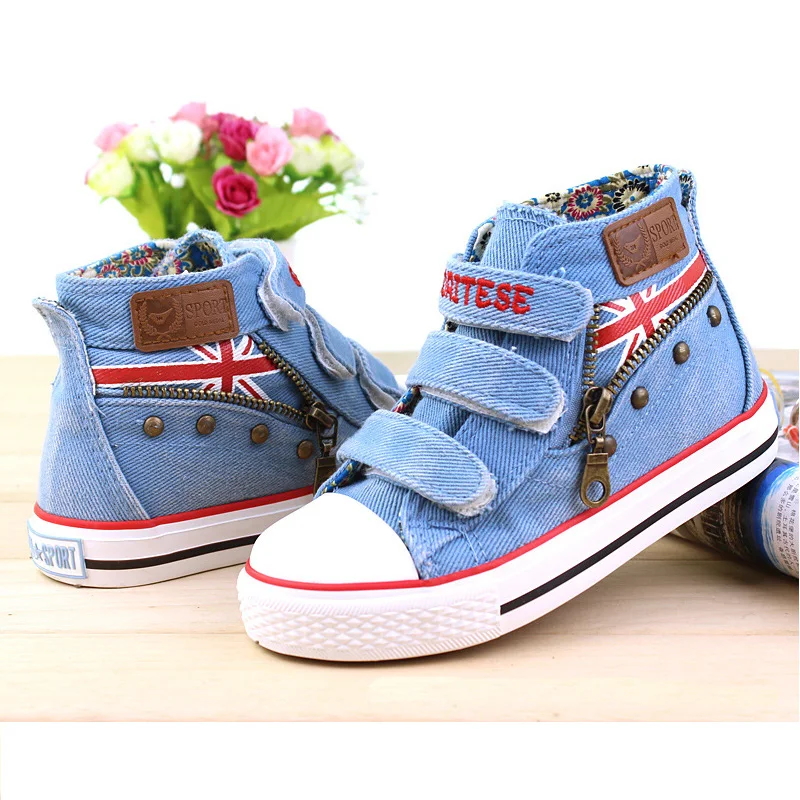 Children Canvas Shoes Boys Girls Flat Fashion Sneakers 2016 New Spring Child Denim Shoes Classic Lace