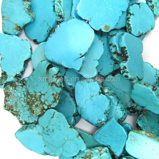
Blue Turquoise Magnesite Gemstone flat Slabs, Turquoise Howlite Slice Beads 