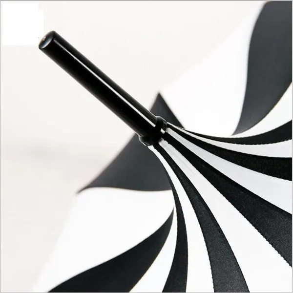 Umbrella Black And White Women Big Classical Windproof Tower Pagoda Rain Umbrel