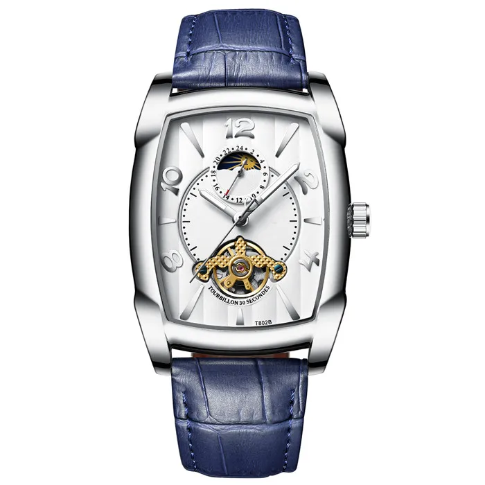 Top brand genuine leather oem watch automatic mechanical men wristwatches accept custom logo low MOQ waterproof watches