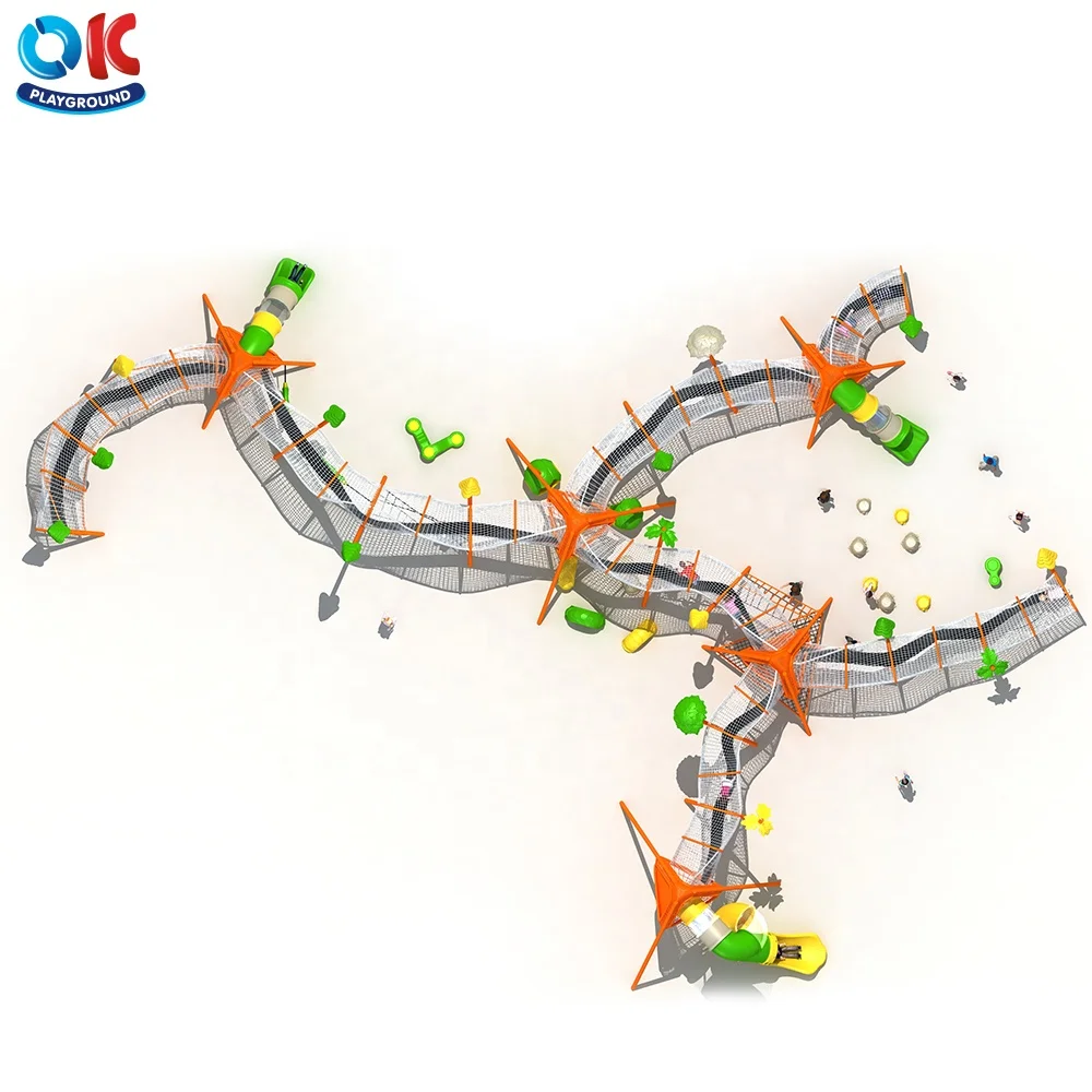 OK Playground Plastic Slide Climbing Net Playground for Kids Outdoor Equipments