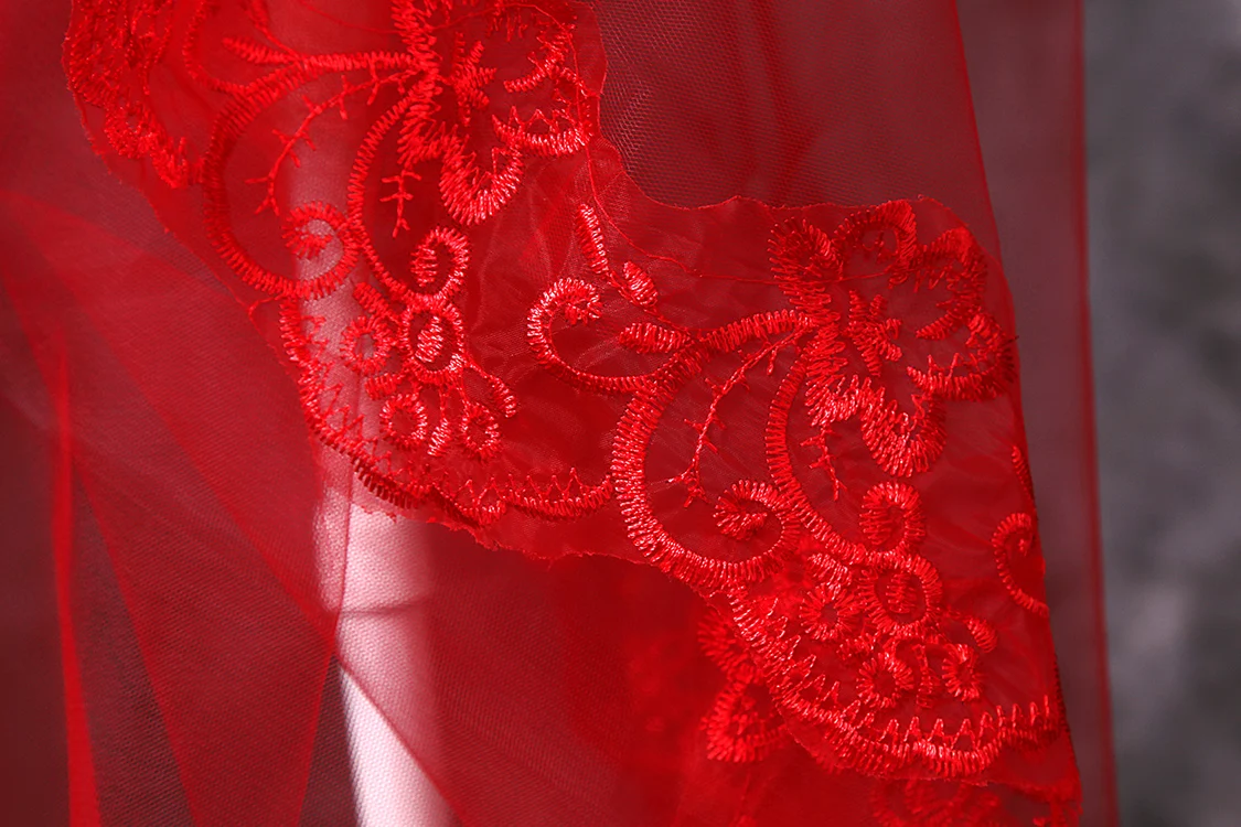 
Hot sell Wholesale Fahion Elegant Wedding Dress Accessories Bridal Tulle Appliqued long Veil 