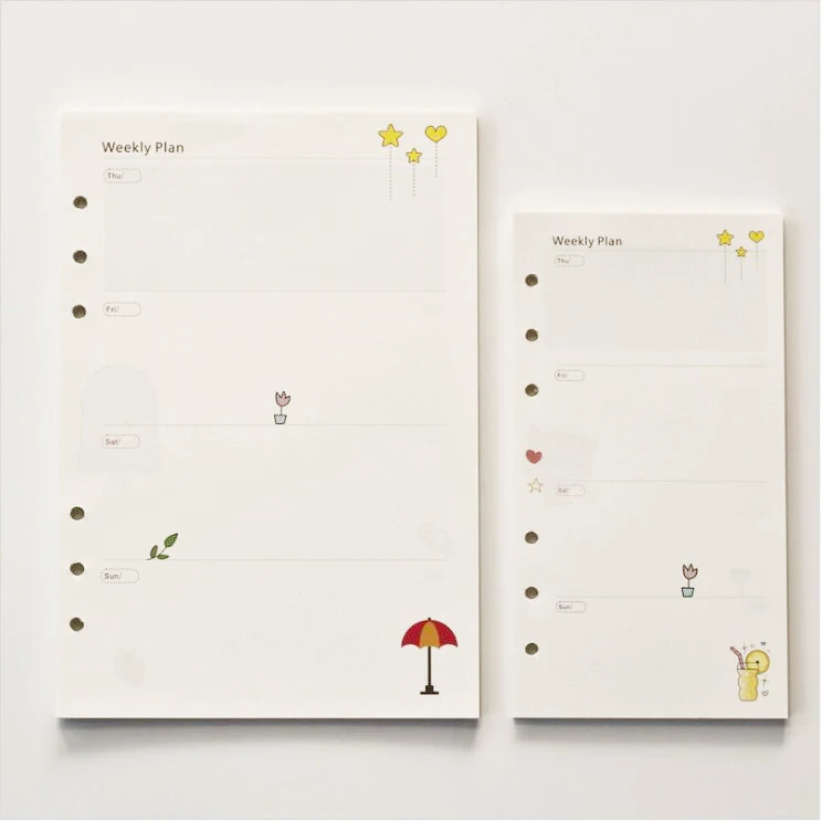 custom / wholesales A5/A6 page colors printing refillable page 6  rings replaceable inner paper