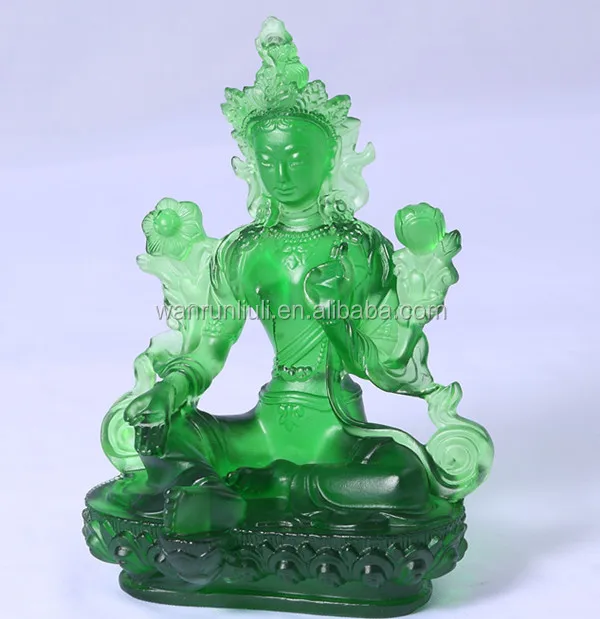 Liuli/crystal Green Tara buddha statue