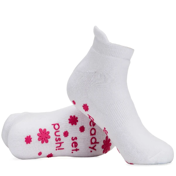 
Custom Design Combed Cotton Labor & Delivery Grip Ankle Socks, Pregnancy Funny Hospital Non Skid Grip Bottom Socks 