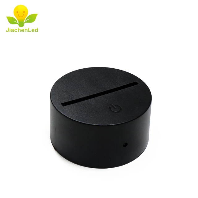 ABS Black Remote Battery Powered Usb Led Base 3D Illusion Round Led Light Display Base For Acrylic Table lamp