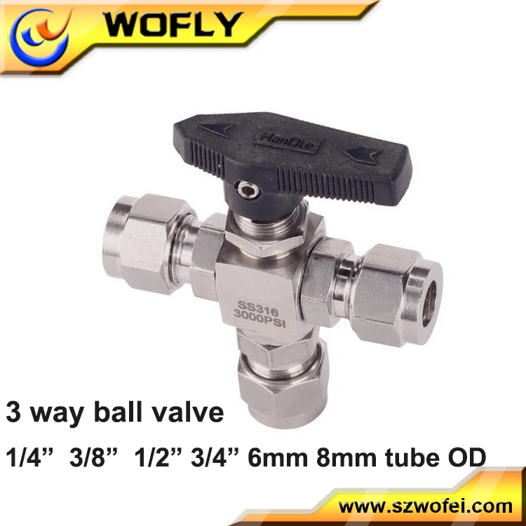 Manual Operating Three Way NPT Female Thread Male Ball Valve Stainless Steel