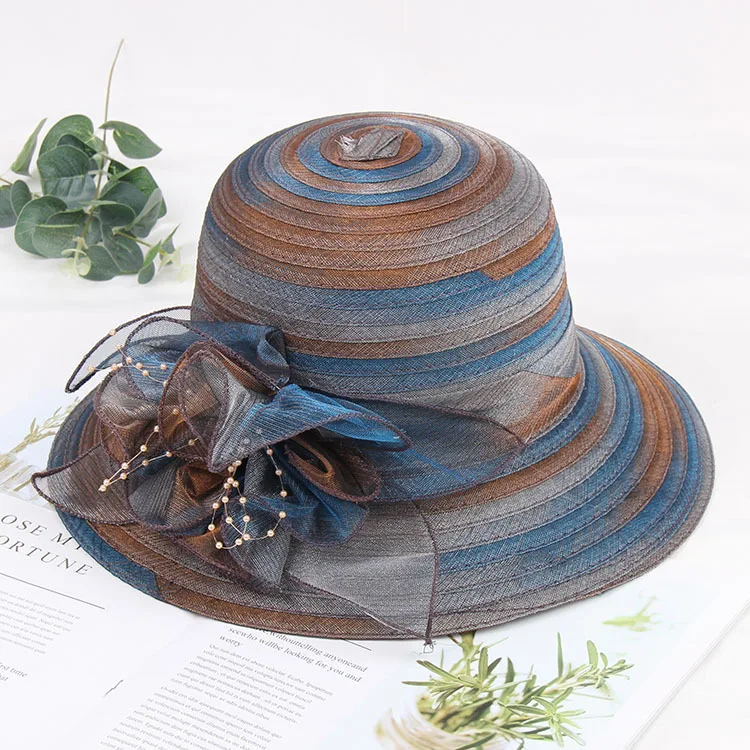 Factory Wholesale OEM Silk Stitching Hat Bowler Hat Lady Church Hat