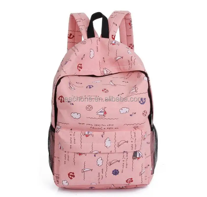 
canvas all over printing backpack school bag girl 