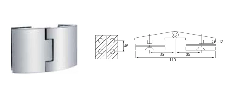 92MM Stainless steel shower room hinge glass clamp