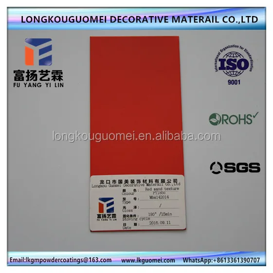 Pantone 185c red sand texture finish Ral 9005 Powder Coating paint electrostatic spray