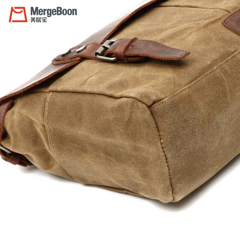 Fashionable waxed canvas laptop handbags and messenger bags for business
