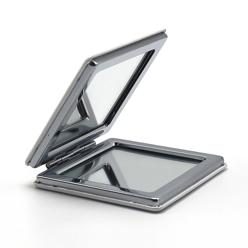 Custom Logo Foldable PU Leather Makeup Mirror Small Hand Double Sided Pocket Mirror Cosmetic Mini Metal Vanity Mirror