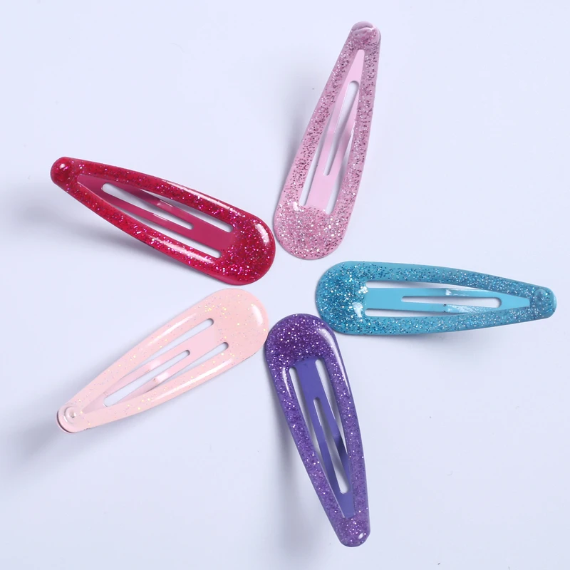 Wholesale 5cm Metal kids Barrettes Cute Hair pins Glitter Snap Hair Clips  For girls hair Accessories children  accesories