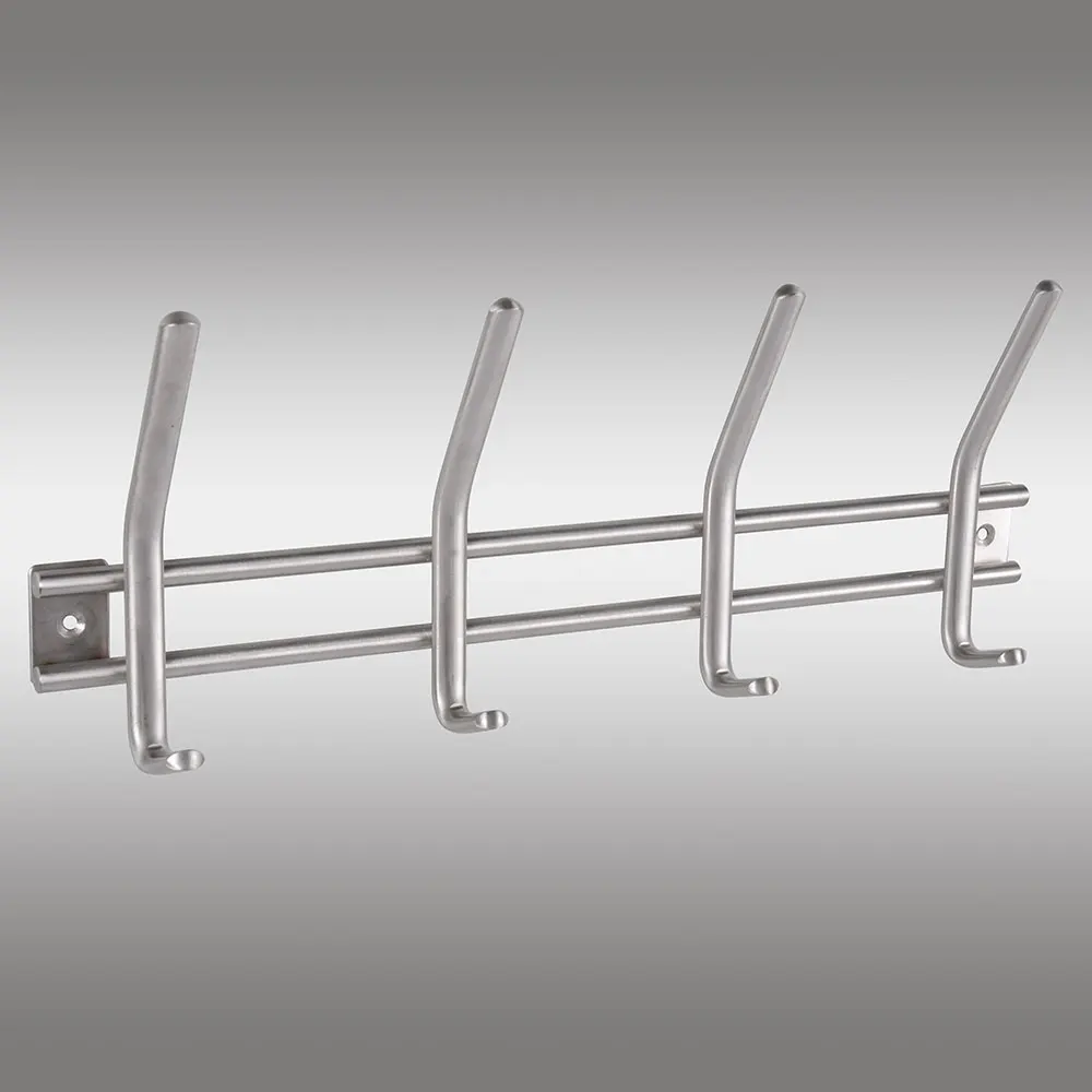 Wall mount hook rail 201# 304# stainless steel brushed surface hat clothes robe coat hanger hook rack