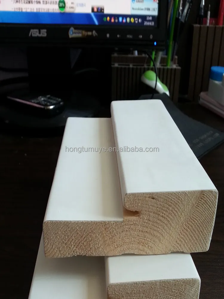 
House Decoration Materials White Radiate Pine Door Jamb/Frame Wood Moulding 