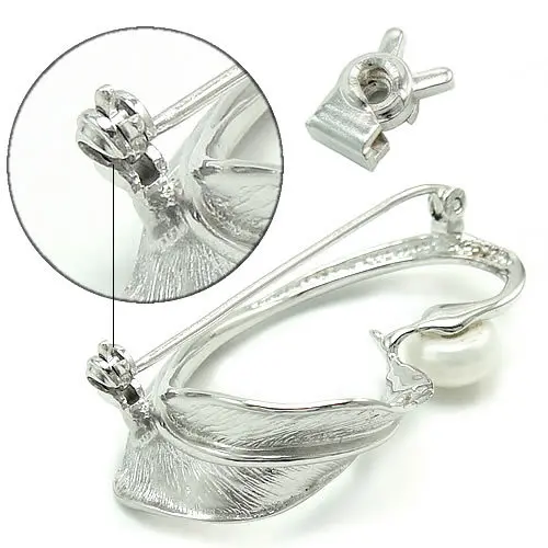 XD P721 Nickel Free 925 Sterling Silver Cute Rabbit Brooch Safety Clasp jewelry findings