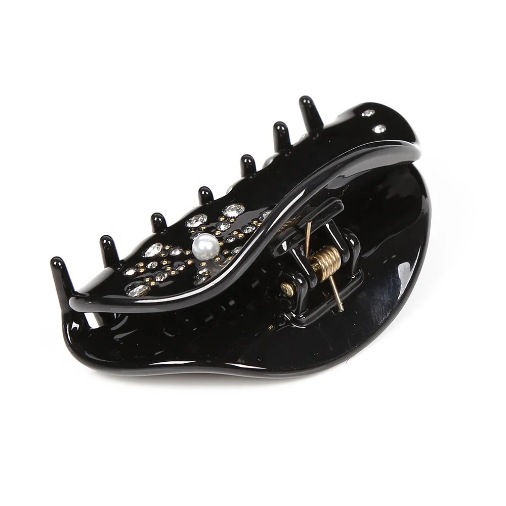 New trend acetate hair clips claw elegant hair accessories black classics rhinestone hair claw for women