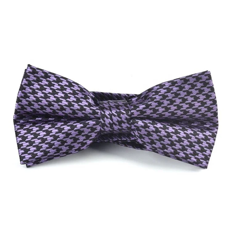 
Factory custom tuxedo bow tie with Polyester plaid black bowtie for men 