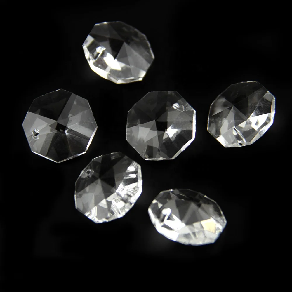 Beautifully 14mm Suncatcher Clear Octagon Faceted Crystal Prism Beads For Chandelier Light Decoration