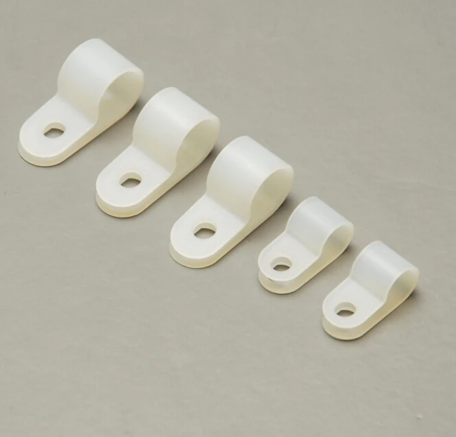 Nylon PA66 Material White Color R Type Wire Strap Cable Clamp