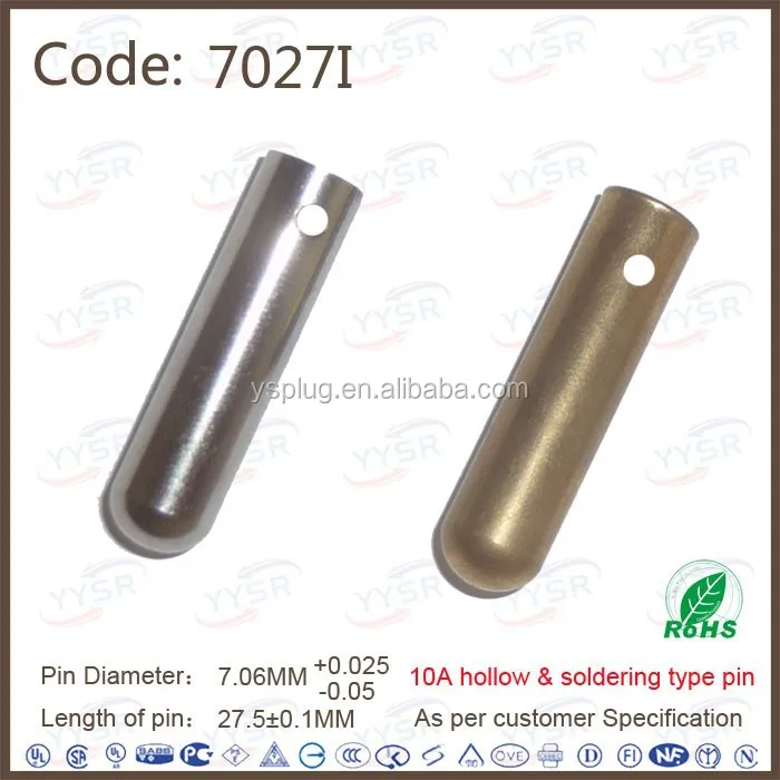5023I 7027I 5/6amp 10A soldering type brass India plug pin hollow(5.0mm 7.0mm brass soldering terminal)