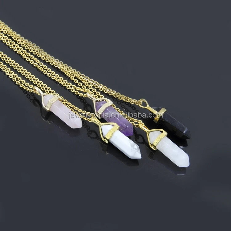 Hot Sale Cheap Natural White Quartz Healing Crystal Hexagonal Point Pendants