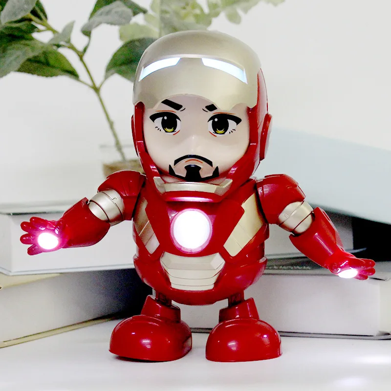 Электронная игрушка танцующий Железный человек, экшн игрушка со светодиодным фонариком и подсветкой, музыкальный робот Железный человек, герой, Прямая поставка (62220514094)