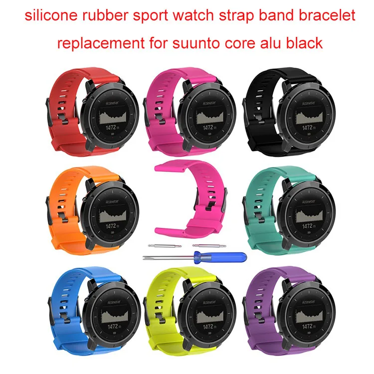 silicone rubber sport watch strap band bracelet replacement for suunto core alu black