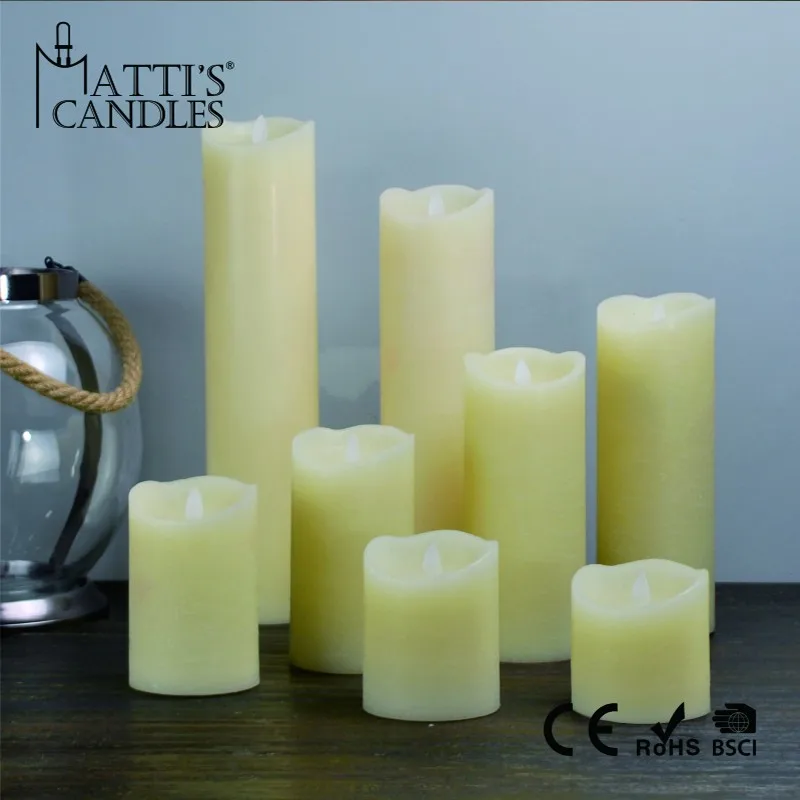 Оптовая продажа, беспламенная движущаяся фитильная Светодиодная свеча Matti для украшения дома