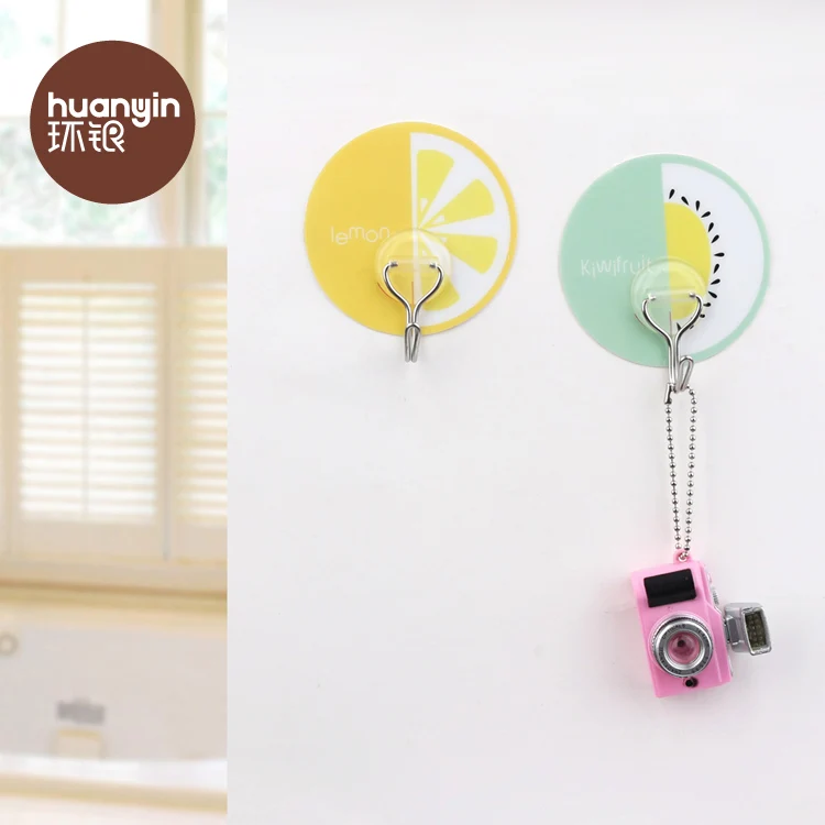 HY-0542  Cartoon of fruit plastic hook for bathroom suction cup hanger Reusable Strongest Wall Mount Hook