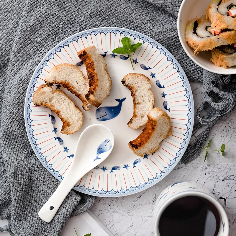 bone china dinner set bio plate with fishes pattern
