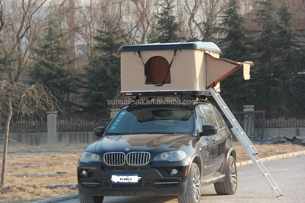 big size outdoor Fiberglass Hard Shell car Roof Top Tent automatic with racks