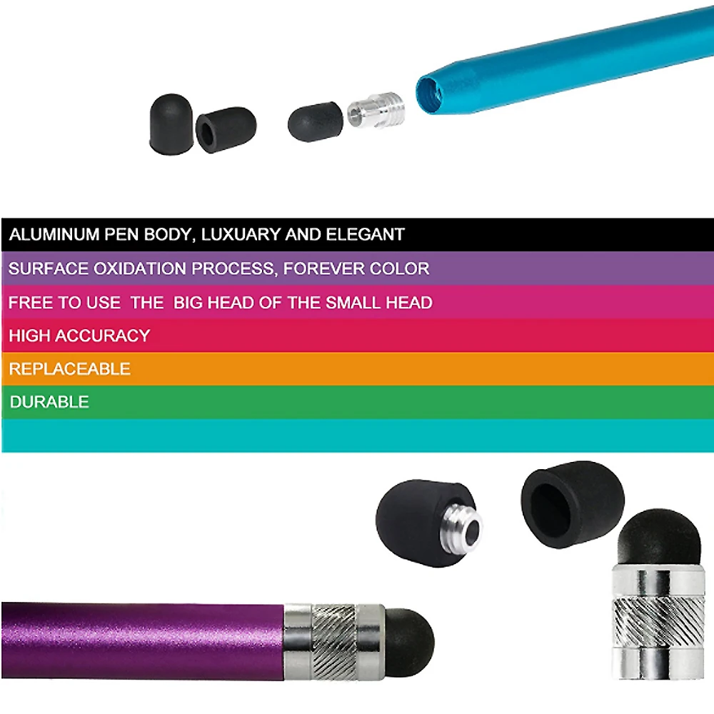 Высококачественный стилус для сенсорного экрана, Универсальный алюминиевый силиконовый стилус