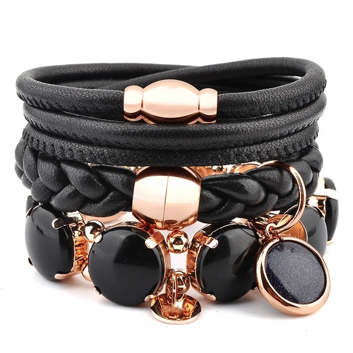 New 2018 Jewellery Black How To Make A Leather Beaded Wrap Bracelet