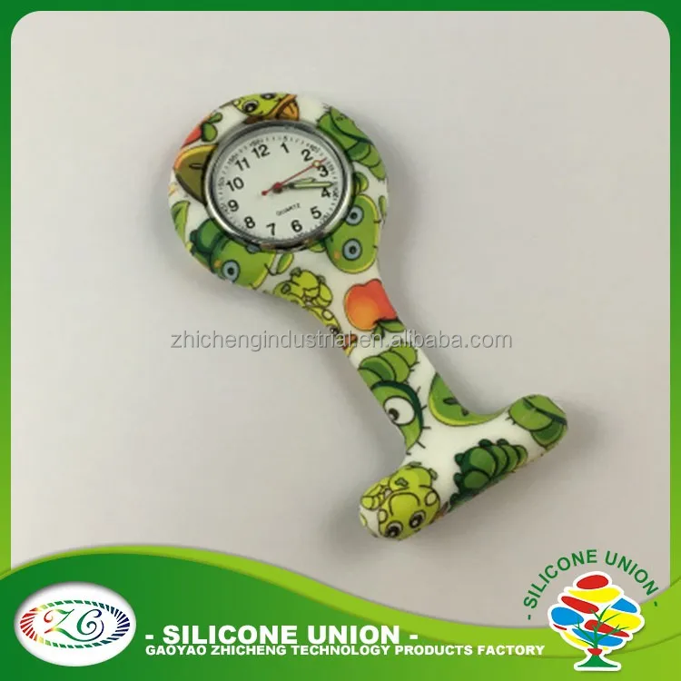 2021 Hot Sale heat transfer Silicone Brooch Watch Quartz Custom Nurse Pocket Watch