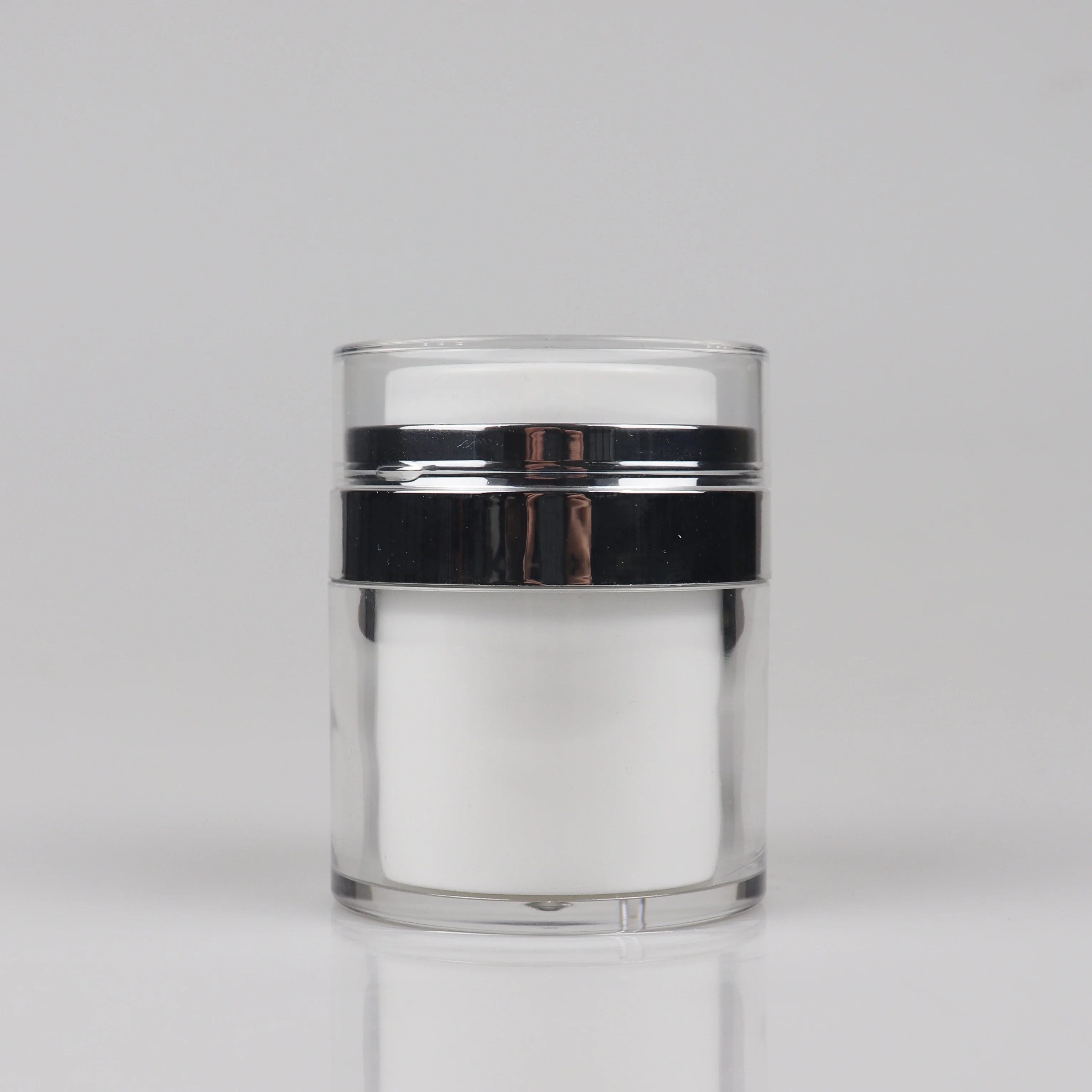 30g white matte or brushed silver lids airless cream jar