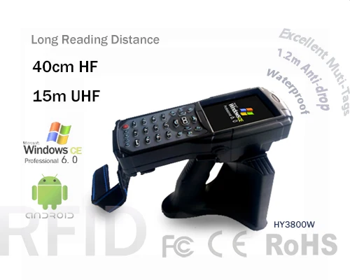 860-900Mhz UHF 15meters  / 13.56Mhz HF/NFC 40cm  super long reading distance Rugged RFID Handheld Scanner Portable Computer PDA
