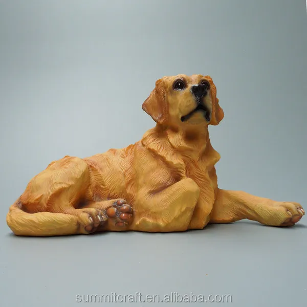 Custom resin lifelike small dog sculpture  3D dog figurine golden retriever statue