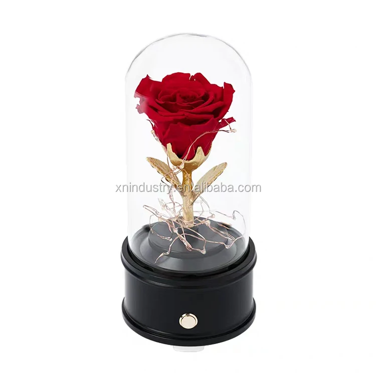 New novelty gifts for women black pink white music speakers preserved eternal rose small speaker