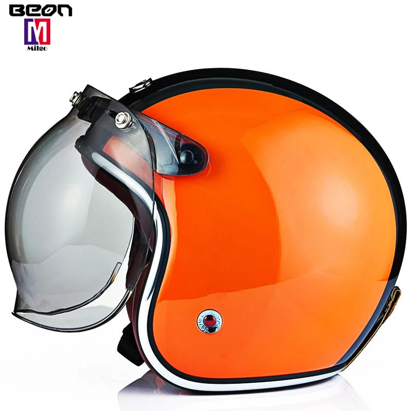 BEON B108 Bright black ECE DOT approved motorcycle Unisex Open Face helmet Cascos moto Vintage electric Scooter cascque Retro