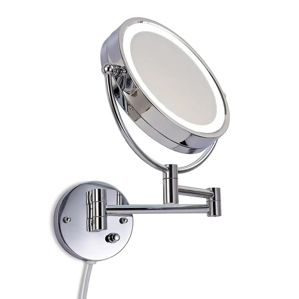 Star Hotel Two Way Extendable Swing Arm Led Lamp Lighted Mirror To Hang On Wall