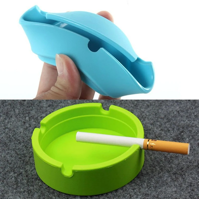 Round  Heat Resistant Eco-Friendly Silicone Cigarette Cigar Ashtray,  Silicone Rubber Tobacco Tray