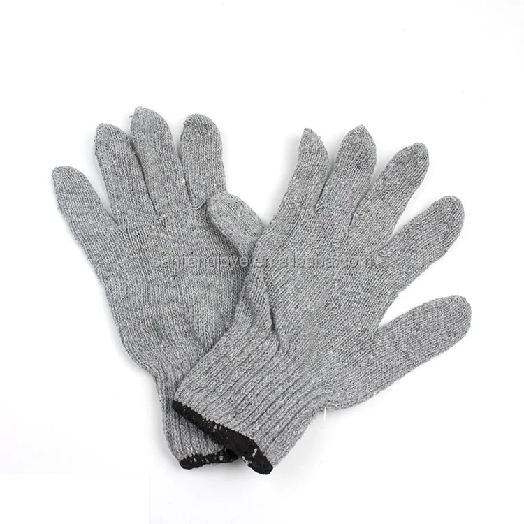 Grey color cheap price knitting cotton glove