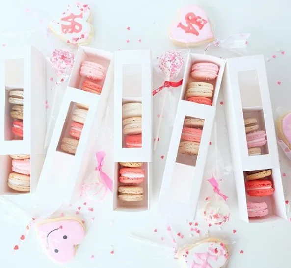 Custom design cookie packaging box, packaging box for macaron