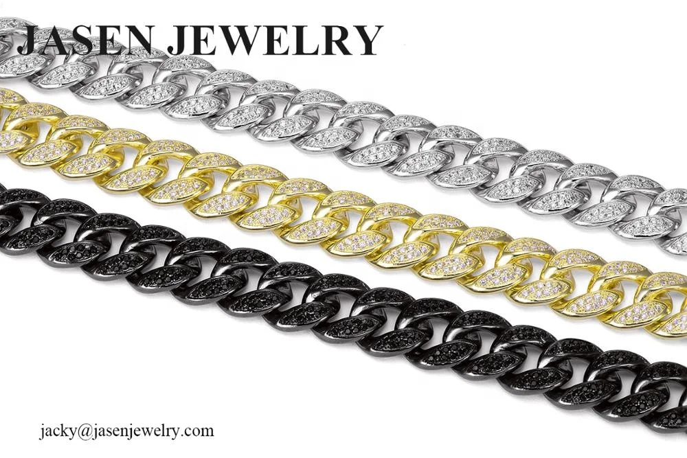 JASEN JEWELRY gold men bracelet 925 silver chain bracelet