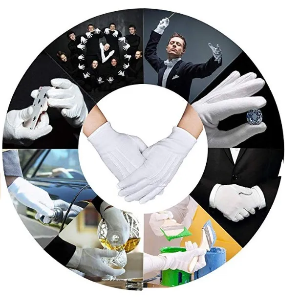 Ceremonial gloves embroidery logo waiter gloves masonic white cotton gloves