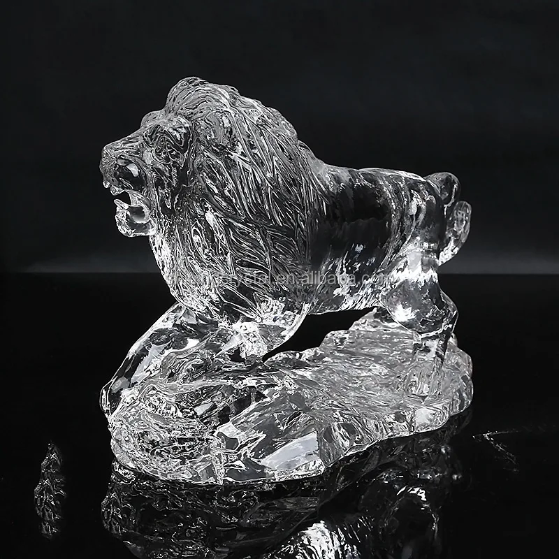 Shining majestic crystal lion figurine