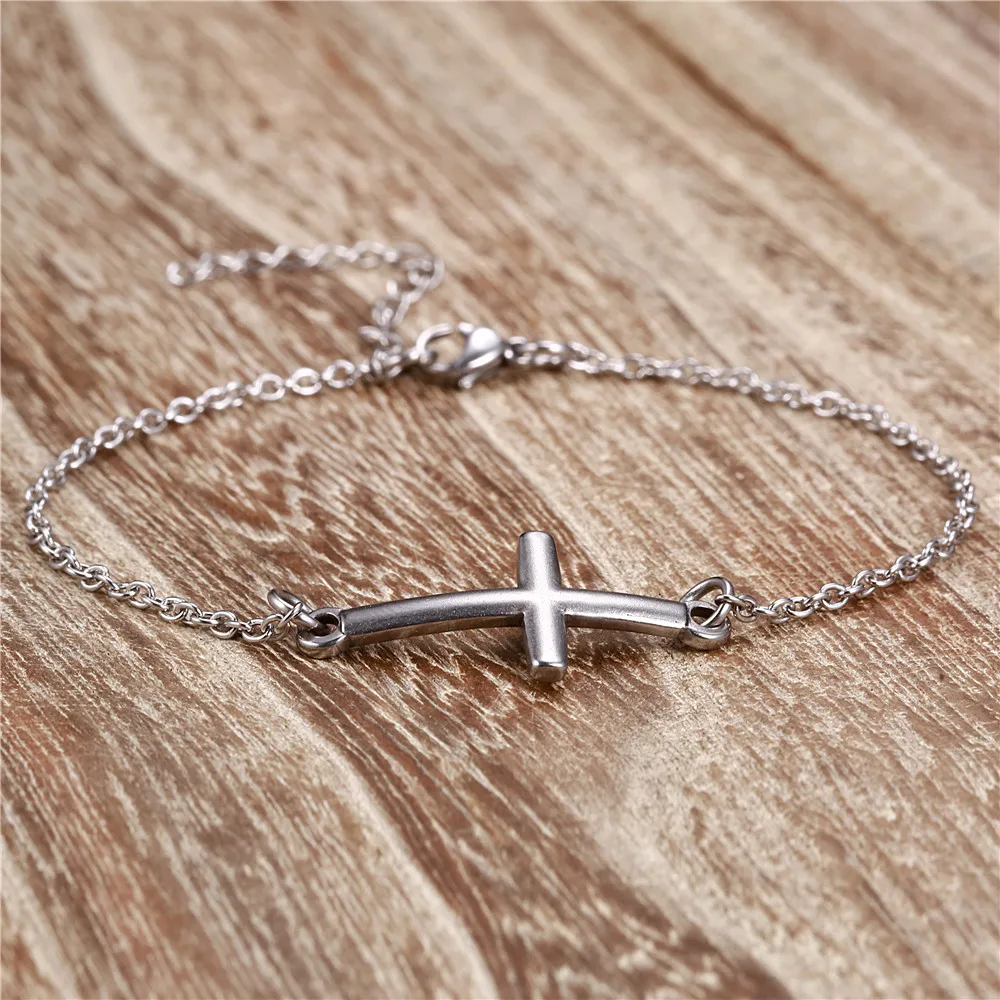 High quality christian jewelry cross stainless steel chain cross bracelet for fashion girls and boys