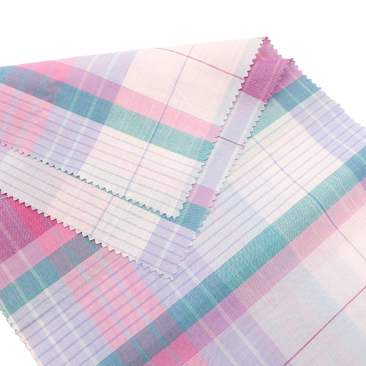 Cheap price check design 100% cotton yarn dyed shirting fabric